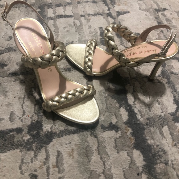 Kate Spade New York Womens Leather Braided Straps Slingback Heels Sandals Gold - Picture 5 of 10